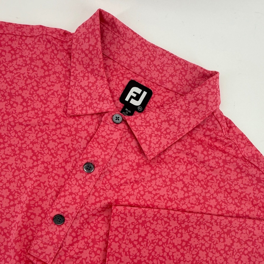 FootJoy Mens Pink Floral Short Sleeve Golf Polo Shirt 28140 2XL